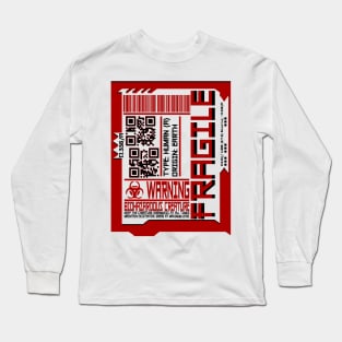 FRAGILE Cyberpunk Inspired Human Shipping Label Long Sleeve T-Shirt